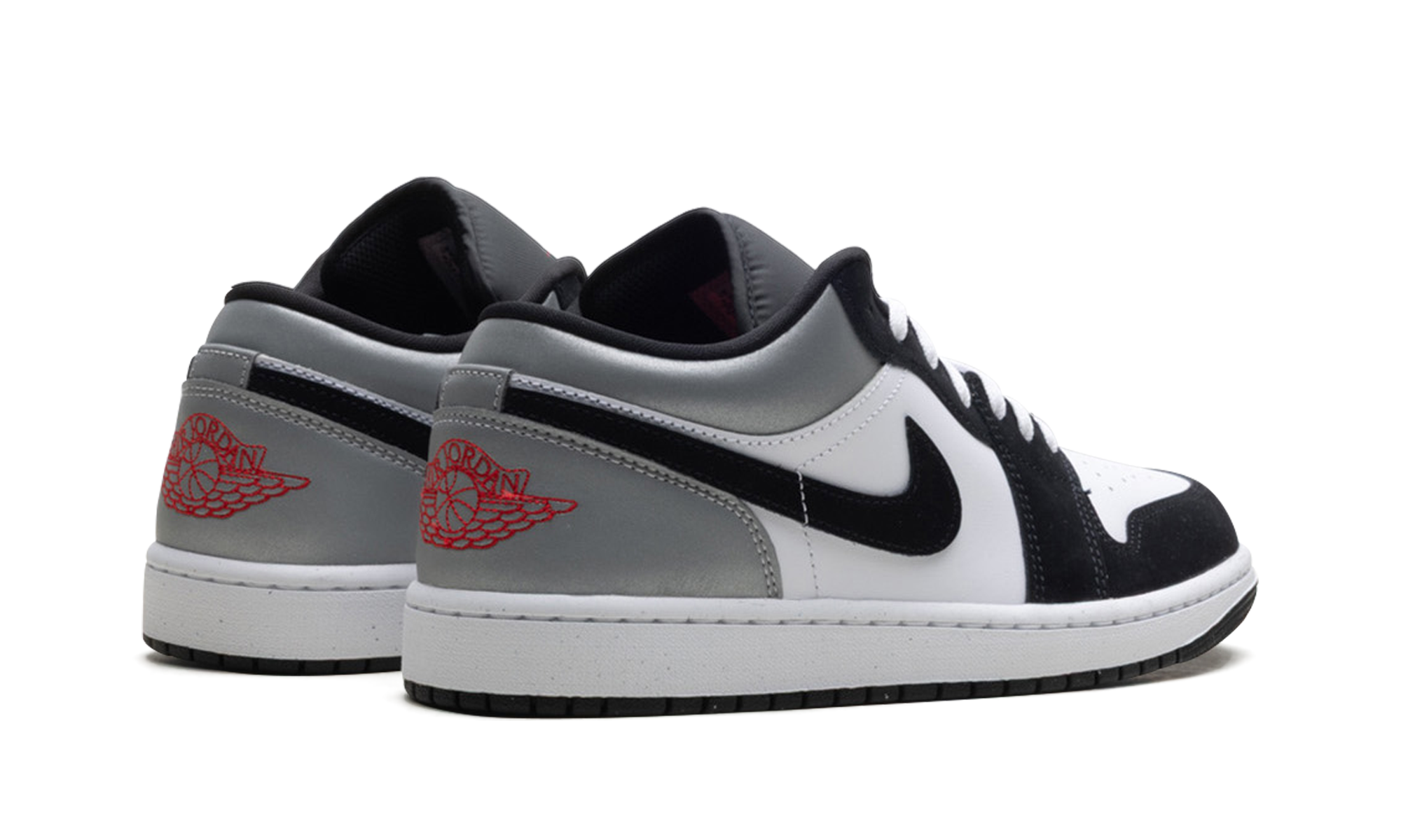 jordan 1 low se white fire red black matte silver+HF3148-106+diagnol right behind view