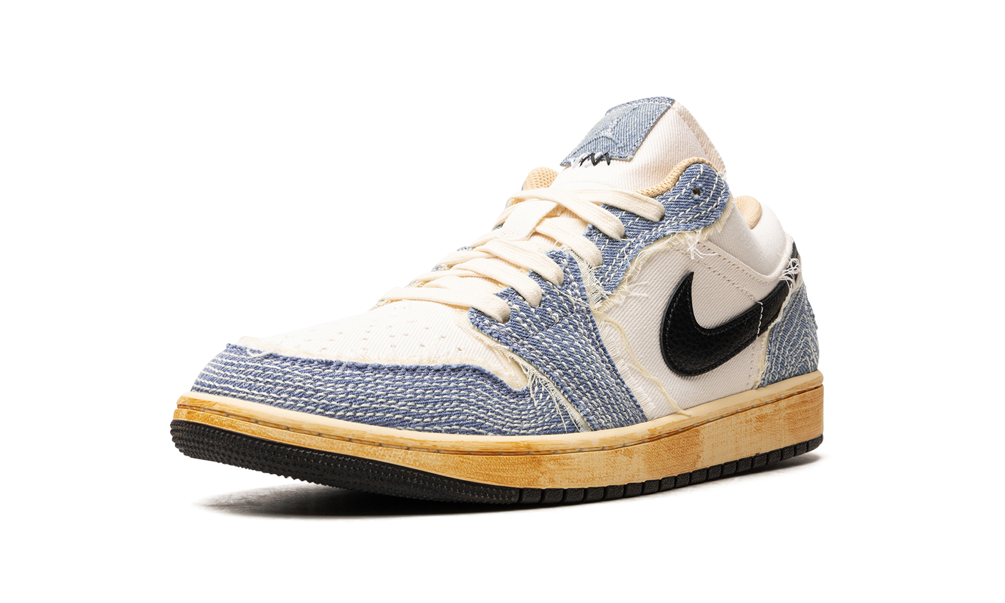 jordan 1 low se wrmk sashiko denim+FN7670-493+left diagnol single view