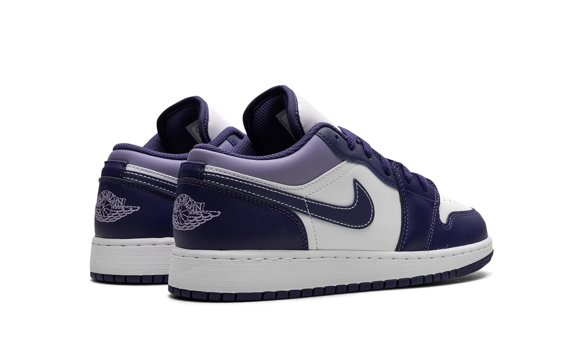 jordan 1 low sky j purple gs+553560-515+diagnol right behind view