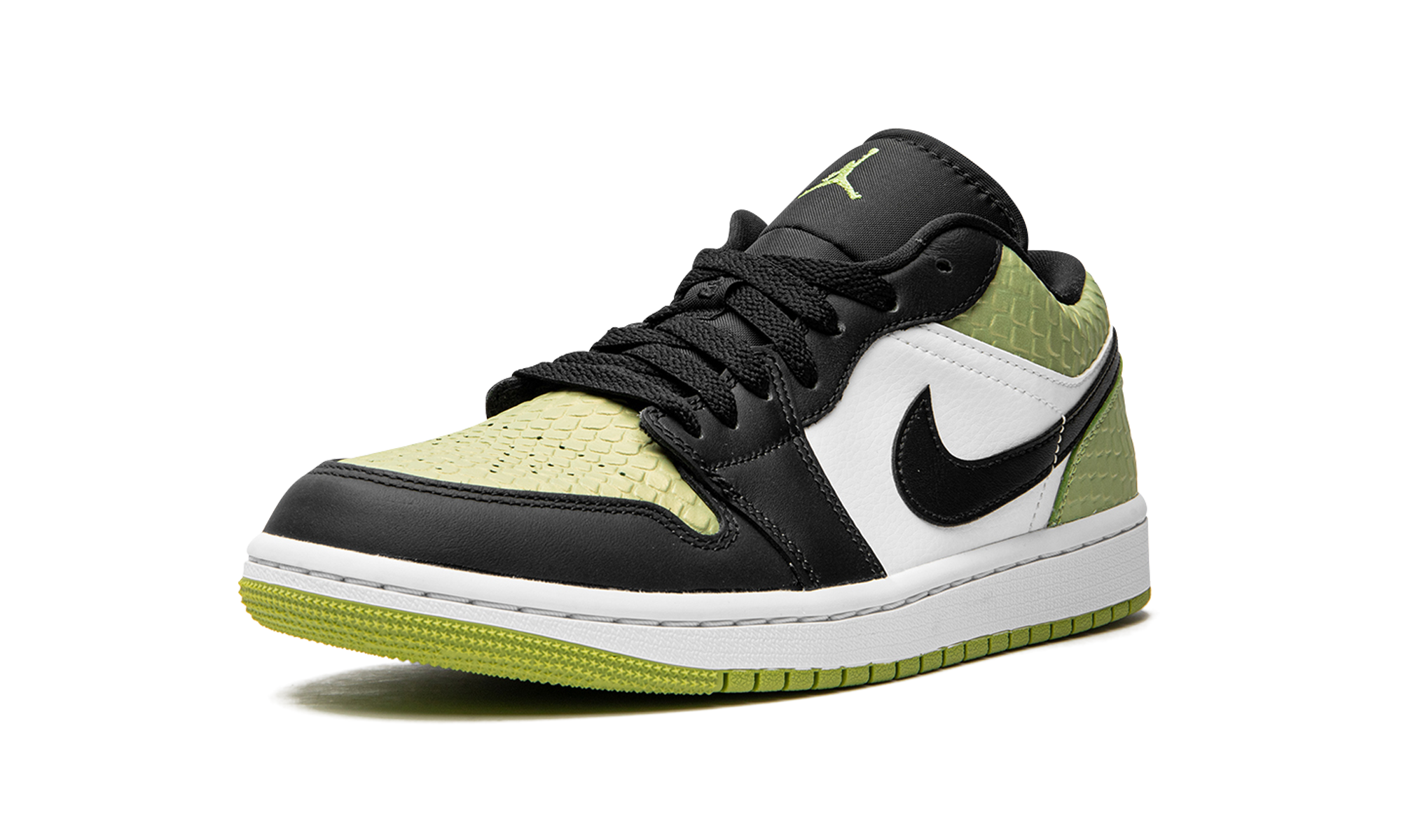 jordan 1 low snakeskin vivid green women s+DX4446-301+left diagnol single view