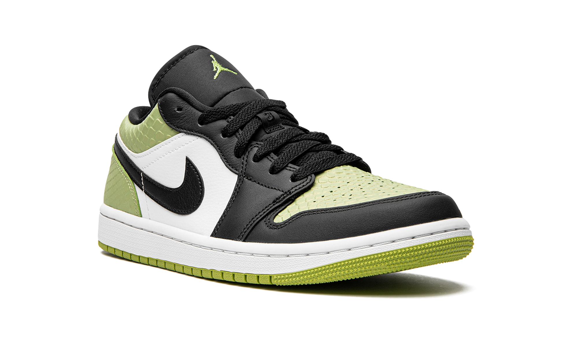 jordan 1 low snakeskin vivid green women s+DX4446-301+diagnol right view