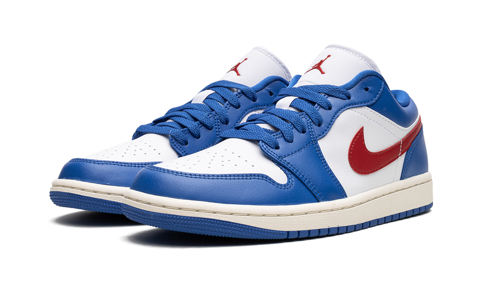 jordan 1 low sport blue gym red women s+DC0774-416+diagnol left view