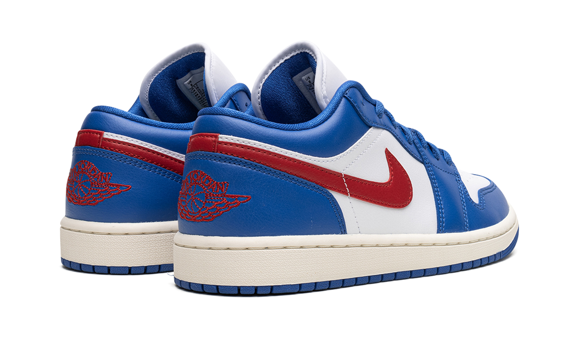jordan 1 low sport blue gym red women s+DC0774-416+diagnol right behind view