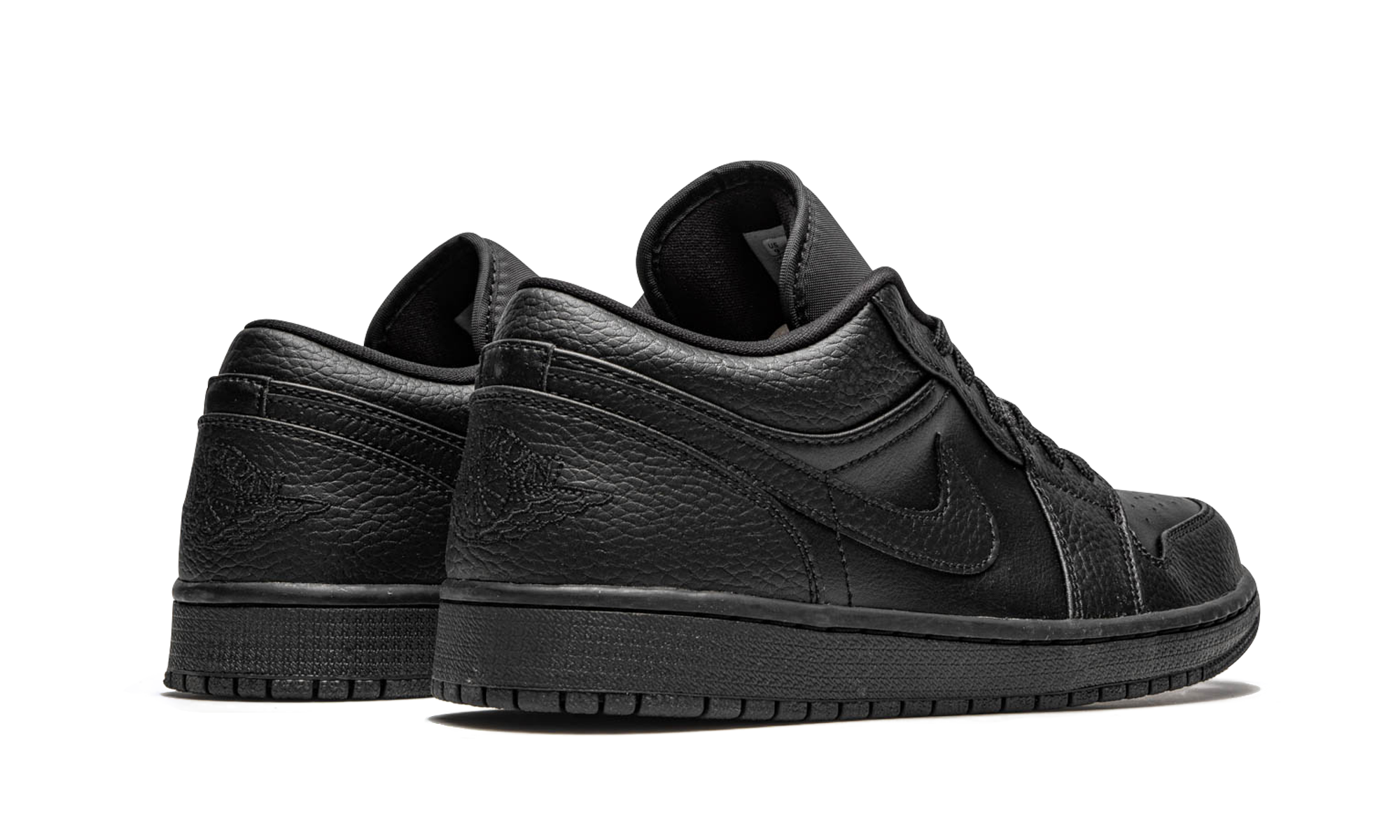 jordan 1 low triple black+553558-091+diagnol right behind view