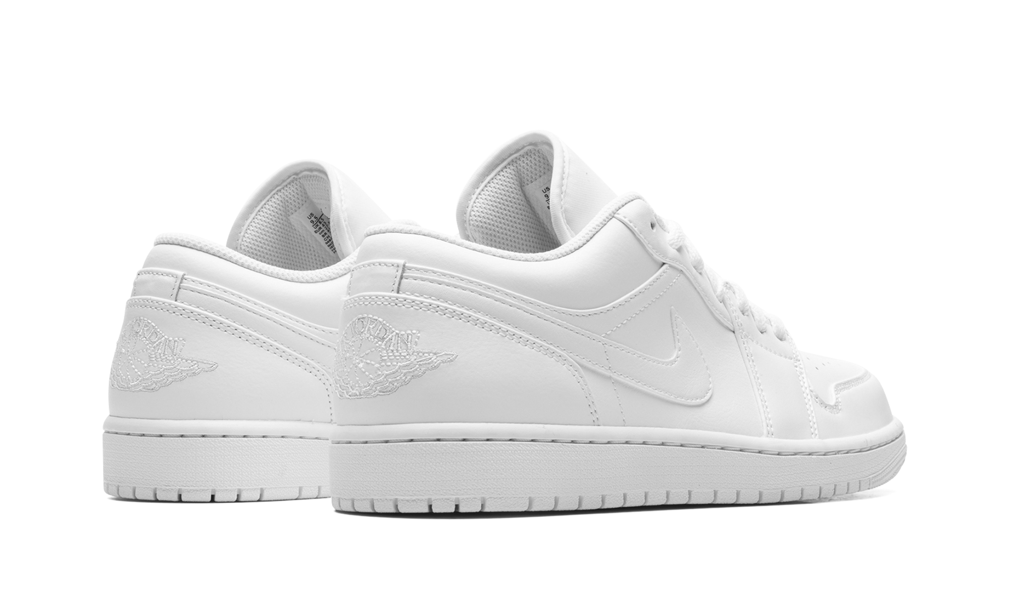 jordan 1 low triple white+553558-136+diagnol right behind view