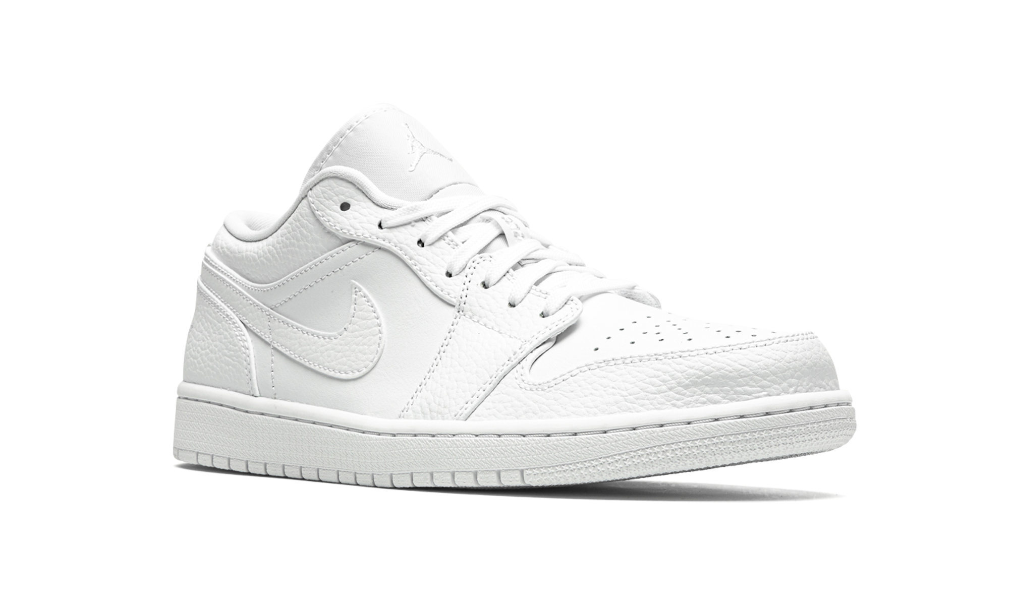 jordan 1 low triple white tumbled leather+553558-130+diagnol right view