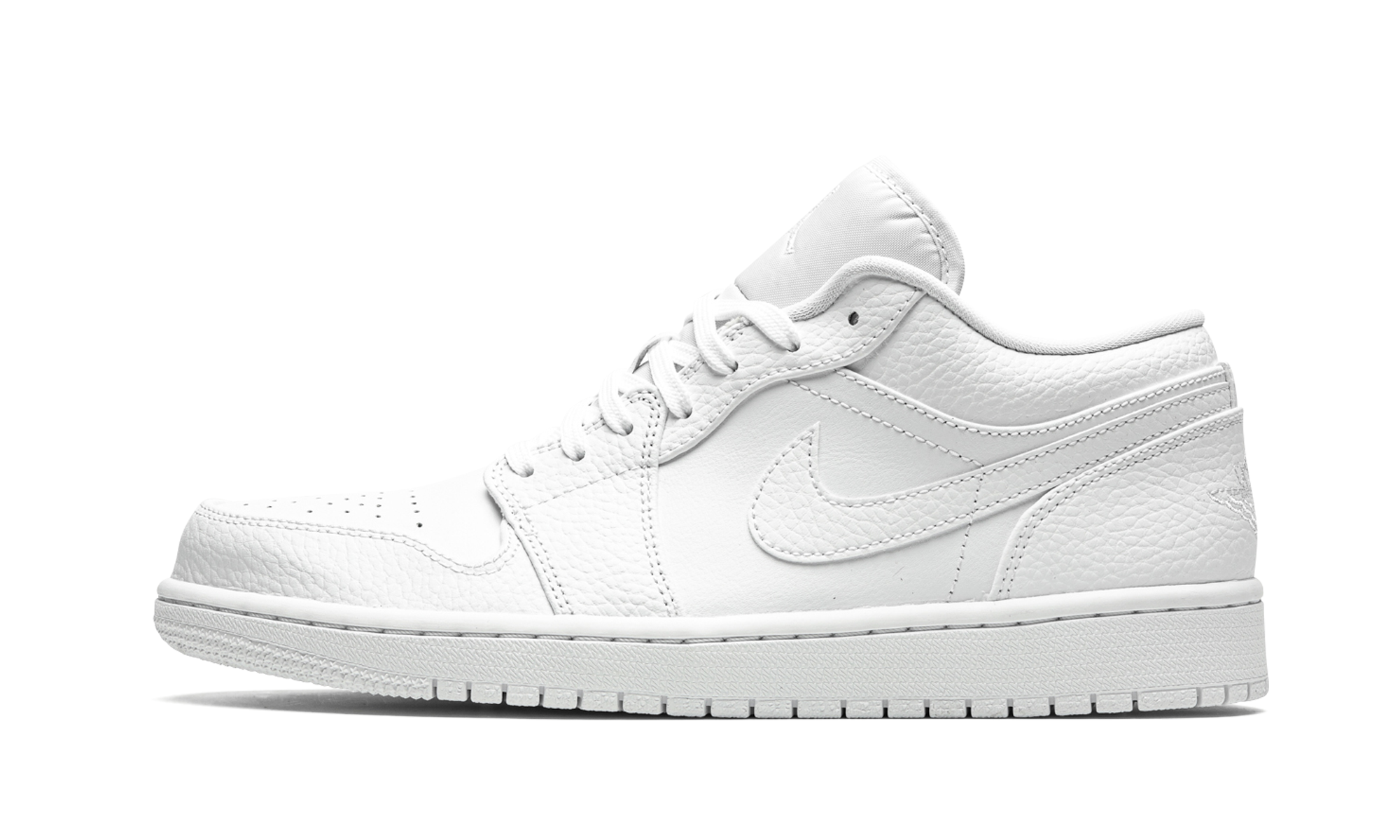 jordan 1 low triple white tumbled leather+553558-130+diagnol right view 1