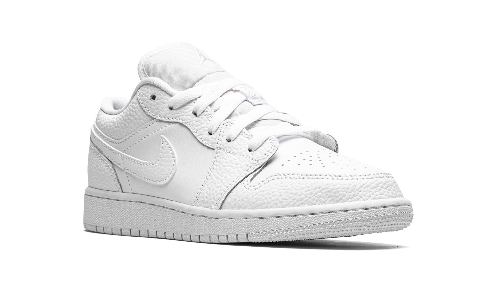 jordan 1 low triple white tumbled leather gs+553560-130+bottom view