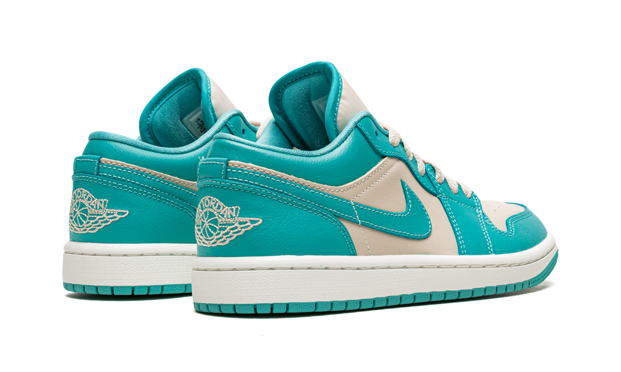 jordan 1 low tropical teal women s+DC0774-131+diagnol right behind view