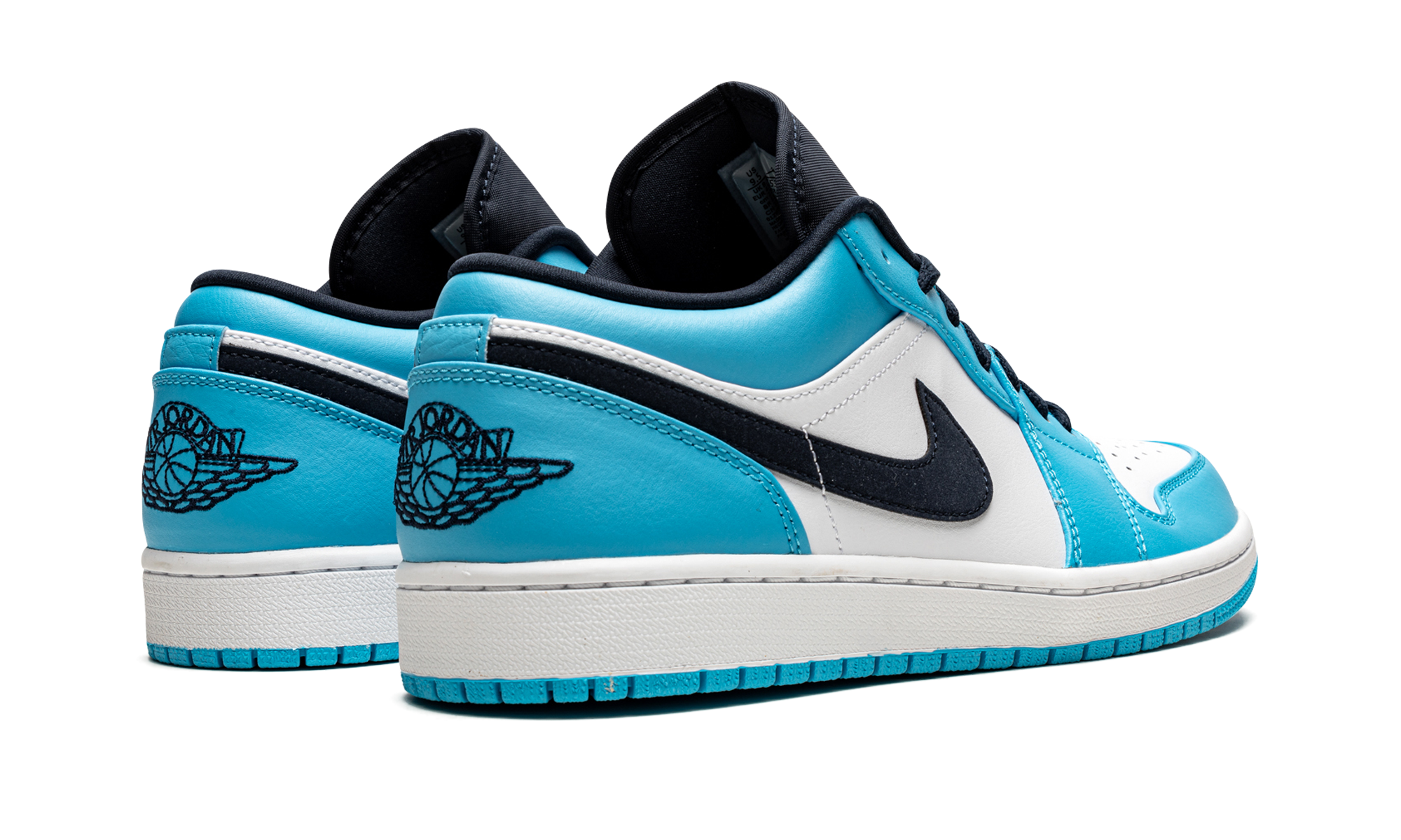 jordan 1 low unc 2021+553558-144+diagnol right behind view