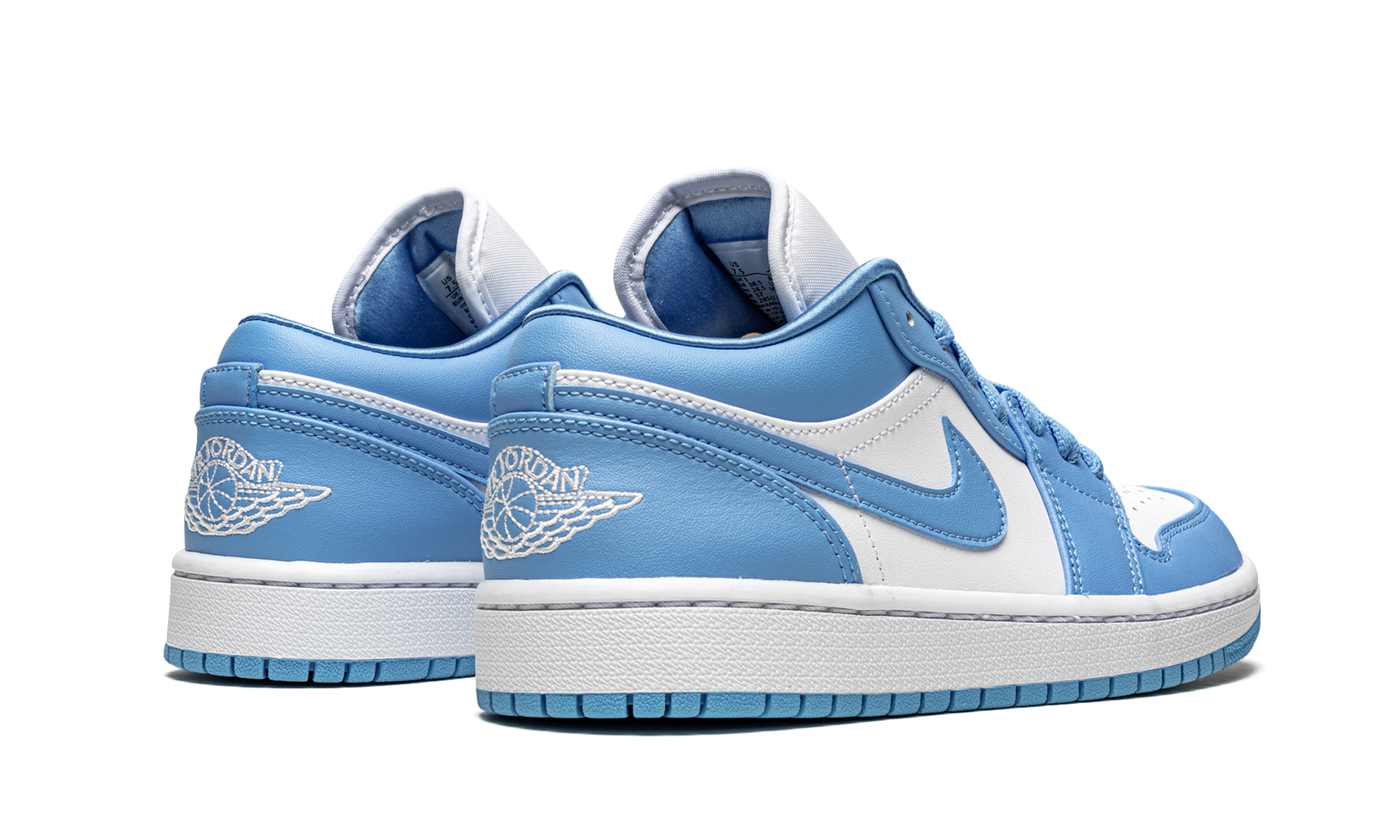 jordan 1 low unc women s+AO9944-441+diagnol right behind view