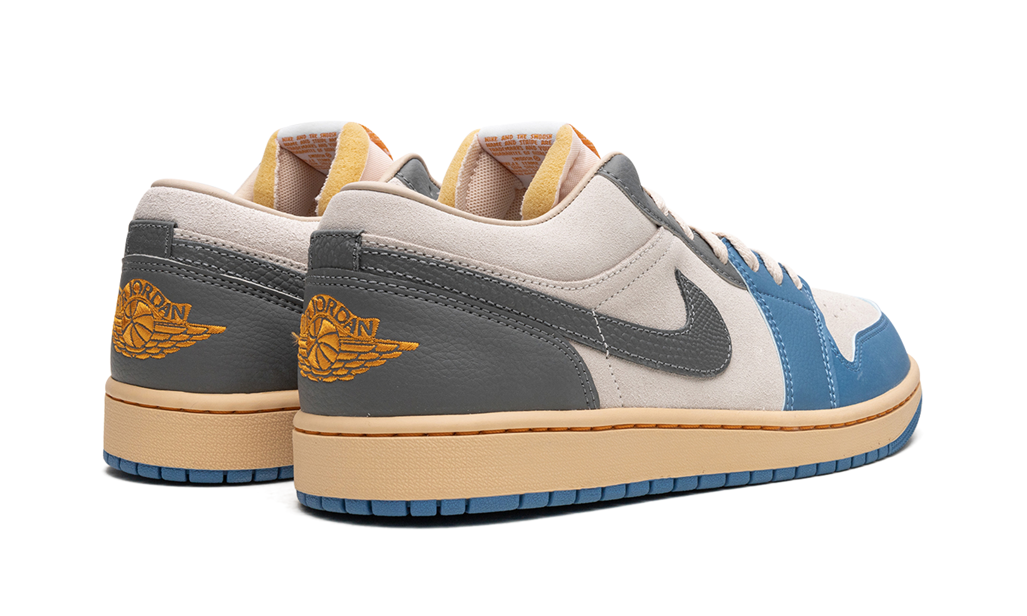jordan 1 low vintage unc grey+DZ5376-469+diagnol right behind view