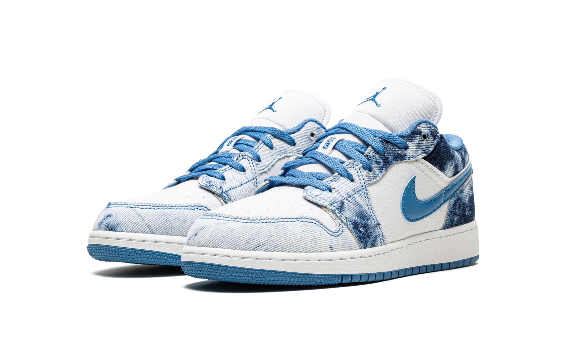 jordan 1 low washed denim gs+DM8947-100+diagnol left view