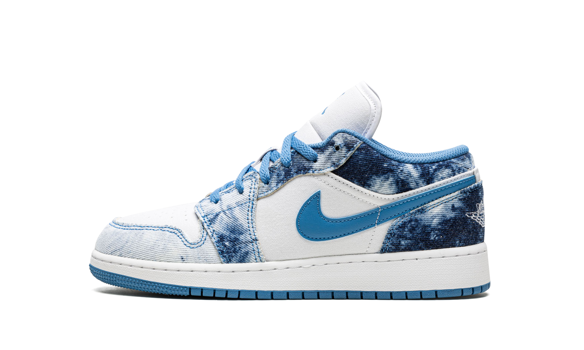 jordan 1 low washed denim gs+DM8947-100+diagnol right view 1