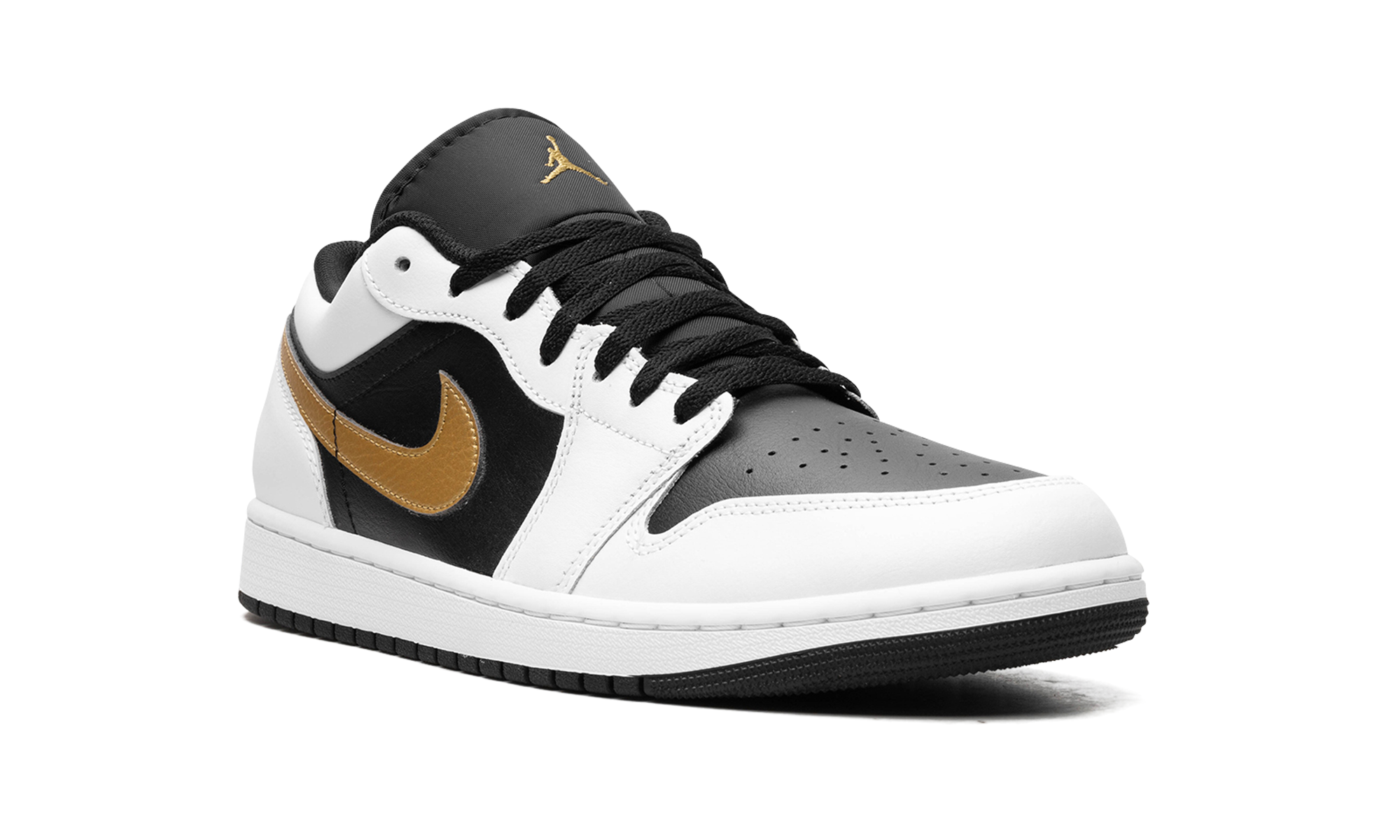 jordan 1 low white black metallic gold swoosh+553558-172+diagnol right view