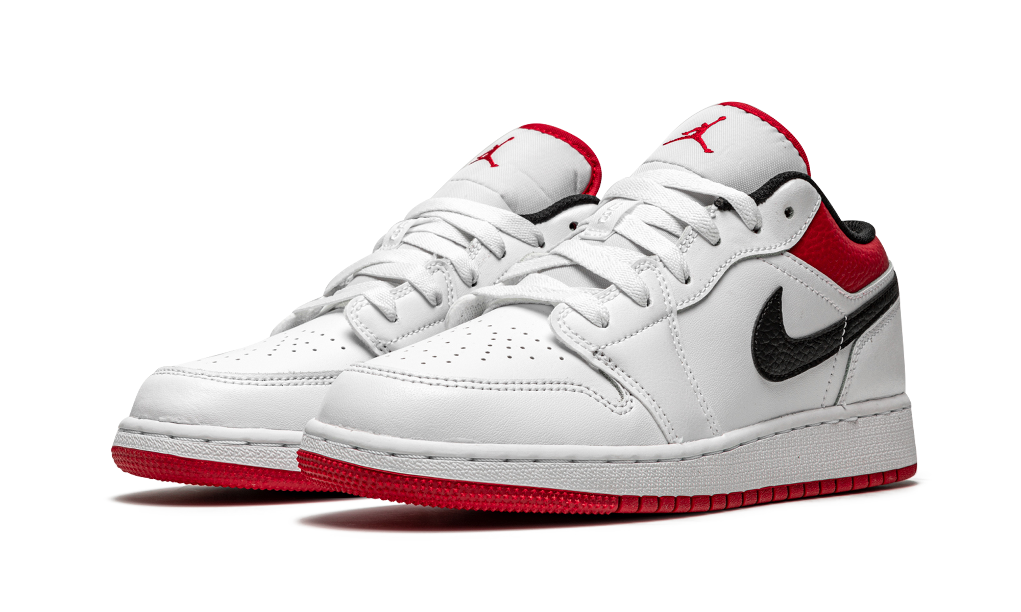 jordan 1 low white gym red gs+553560-118+diagnol left view
