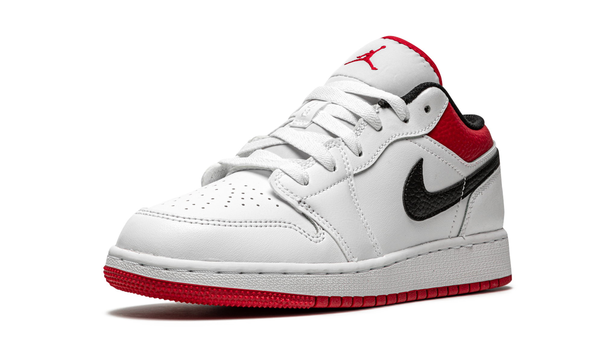 jordan 1 low white gym red gs+553560-118+left diagnol single view