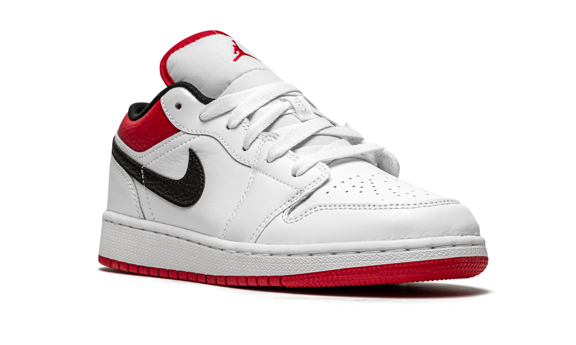 jordan 1 low white gym red gs+553560-118+diagnol right view