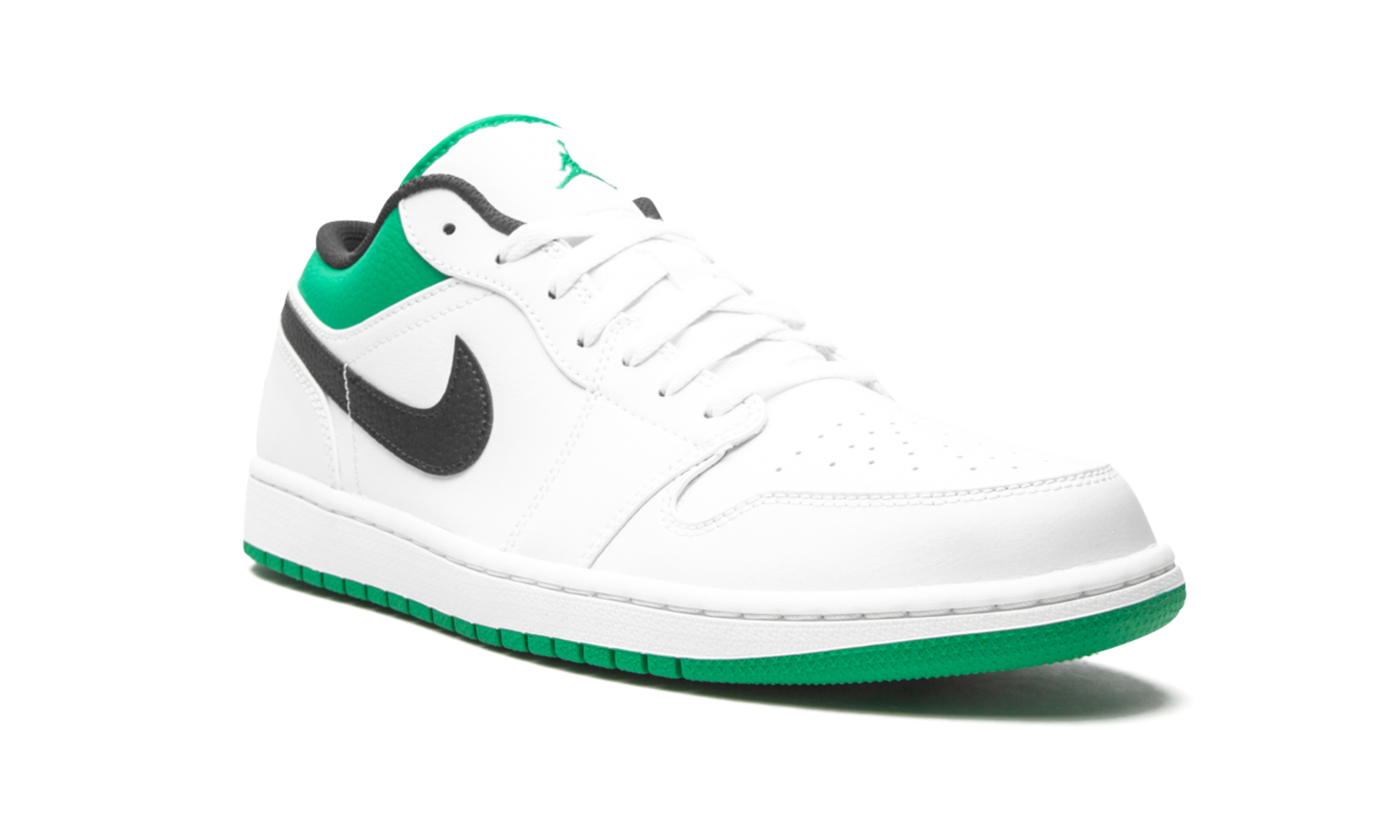 jordan 1 low white lucky green black+553558-129+diagnol right view