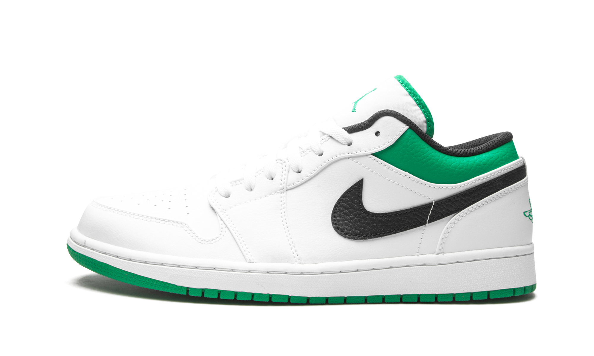 jordan 1 low white lucky green black+553558-129+diagnol right view 1