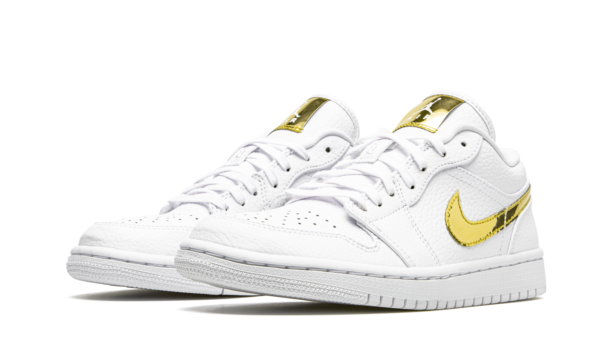 jordan 1 low white metallic gold women s+CZ4776-100+diagnol left view
