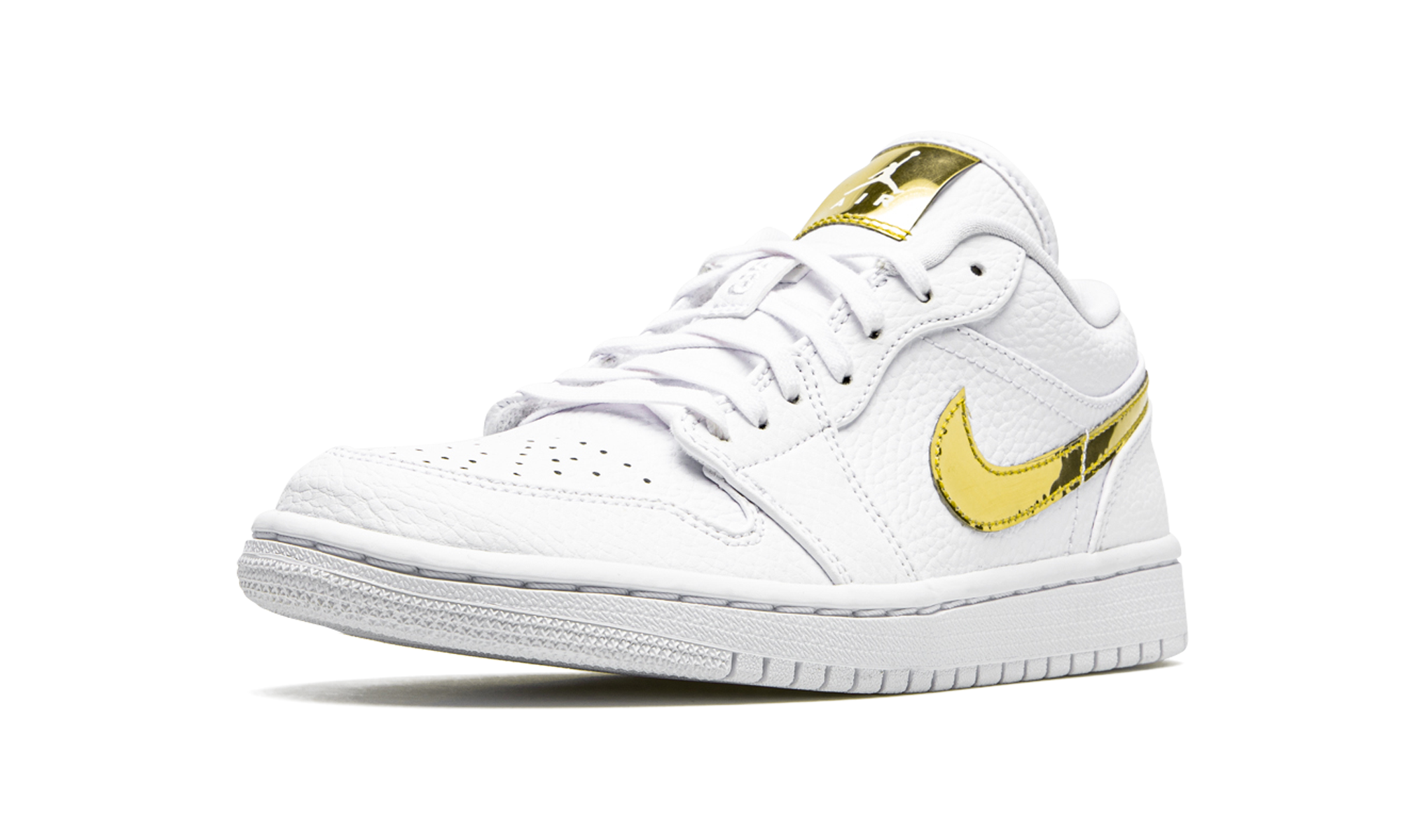 jordan 1 low white metallic gold women s+CZ4776-100+left diagnol single view