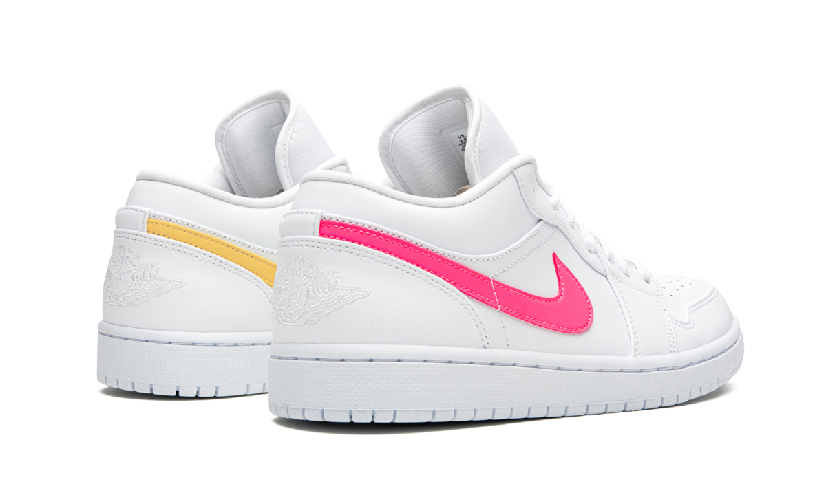 jordan 1 low white multi color swoosh+CW7033-100+diagnol right behind view
