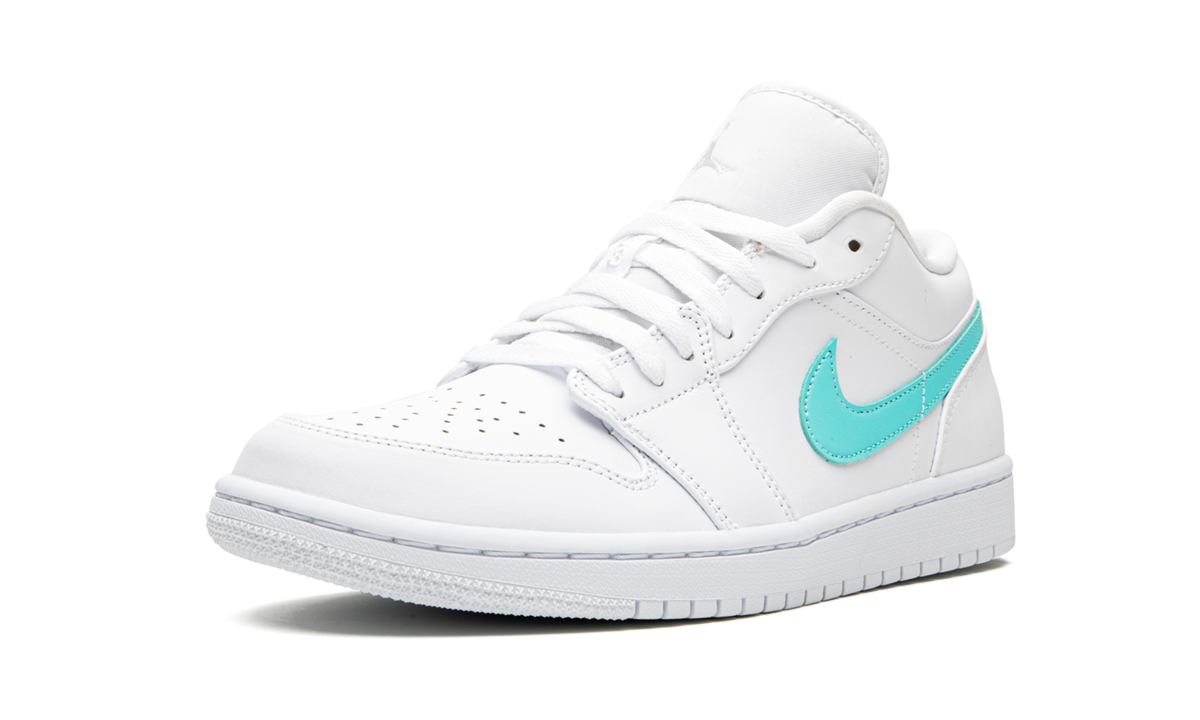 jordan 1 low white multi color swoosh+CW7033-100+left diagnol single view