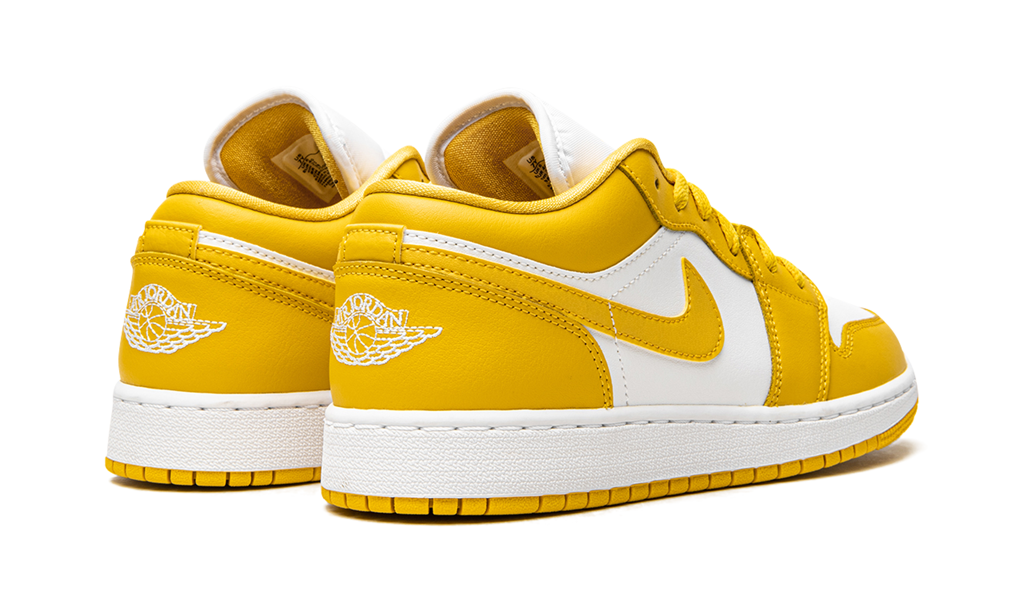 jordan 1 low white pollen gs+553560-171+diagnol right behind view