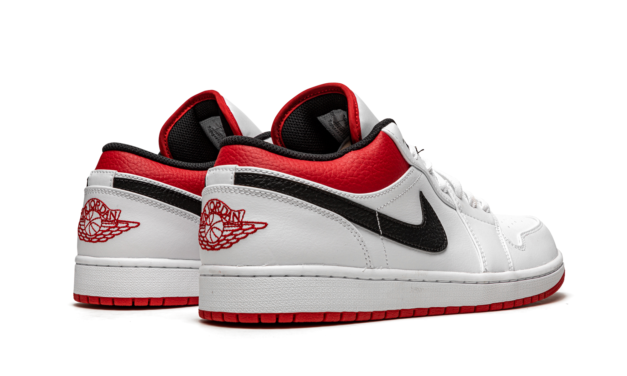 jordan 1 low white university red black+553558-118+diagnol right behind view