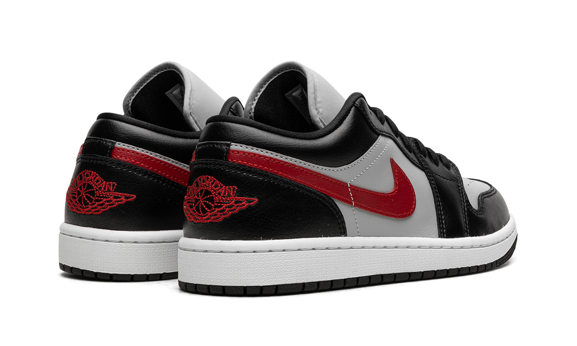 jordan 1 low wolf grey gym red women s+DC0774-062+diagnol right behind view