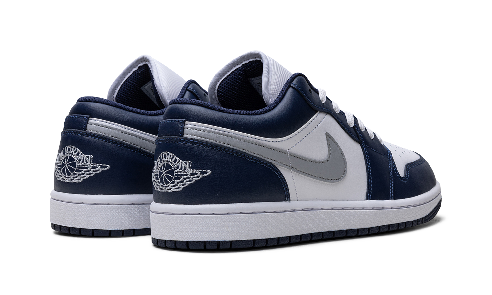 jordan 1 low wolf grey midnight navy+553558-141+diagnol right behind view