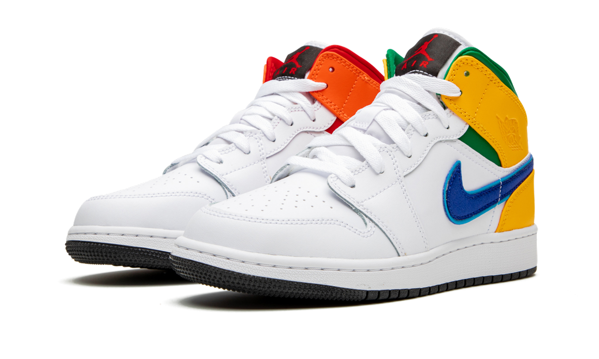 jordan 1 mid alternate multi color gs+554725-128+diagnol left view