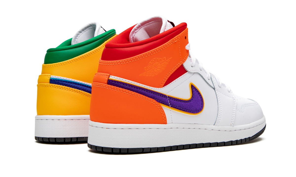 jordan 1 mid alternate multi color gs+554725-128+diagnol right behind view