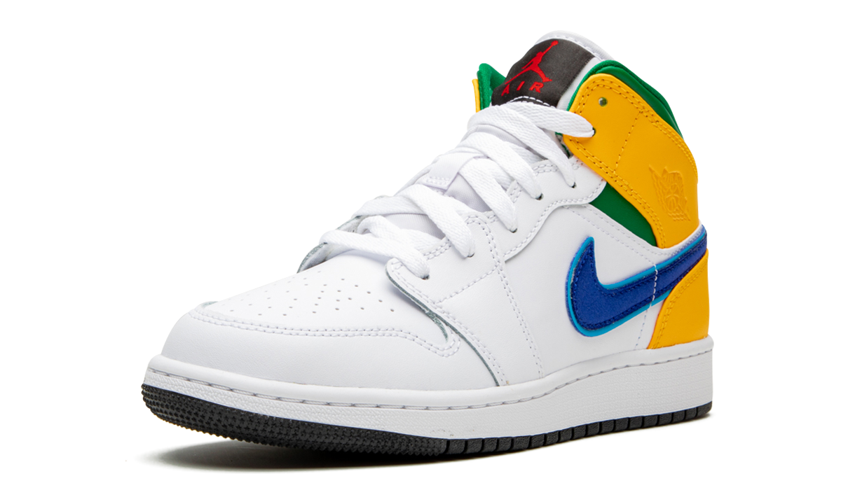 jordan 1 mid alternate multi color gs+554725-128+left diagnol single view