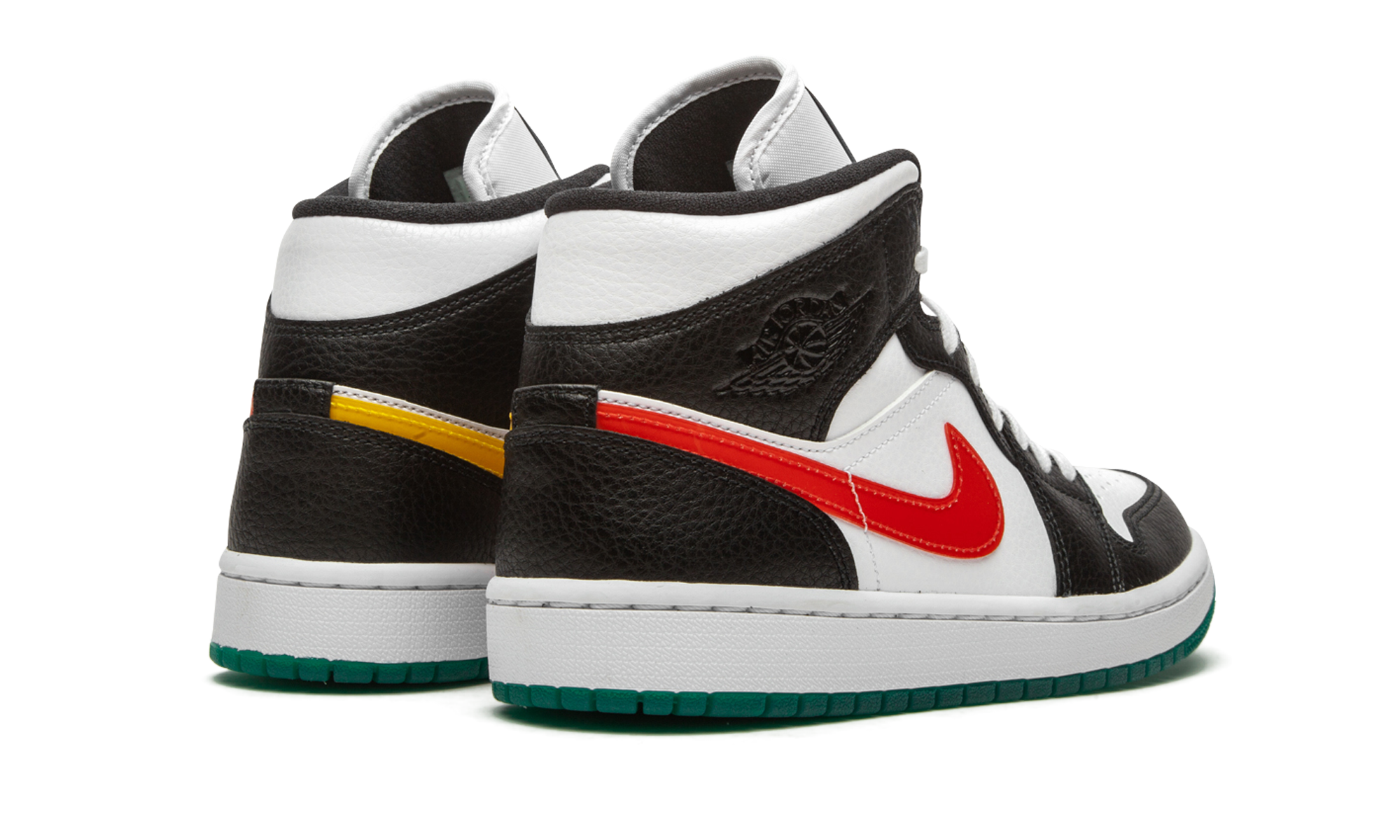 jordan 1 mid alternate swooshes red yellow women s+BQ6472-063+diagnol right behind view