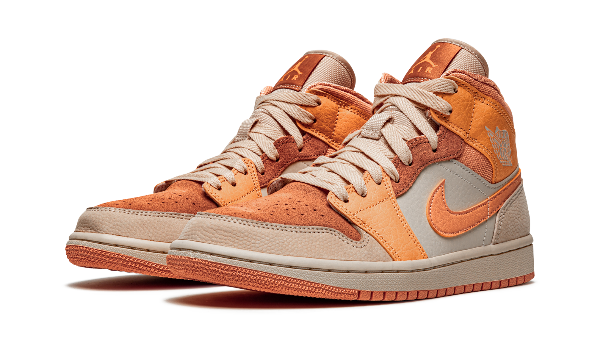 jordan 1 mid apricot orange women s+DH4270-800+diagnol left view