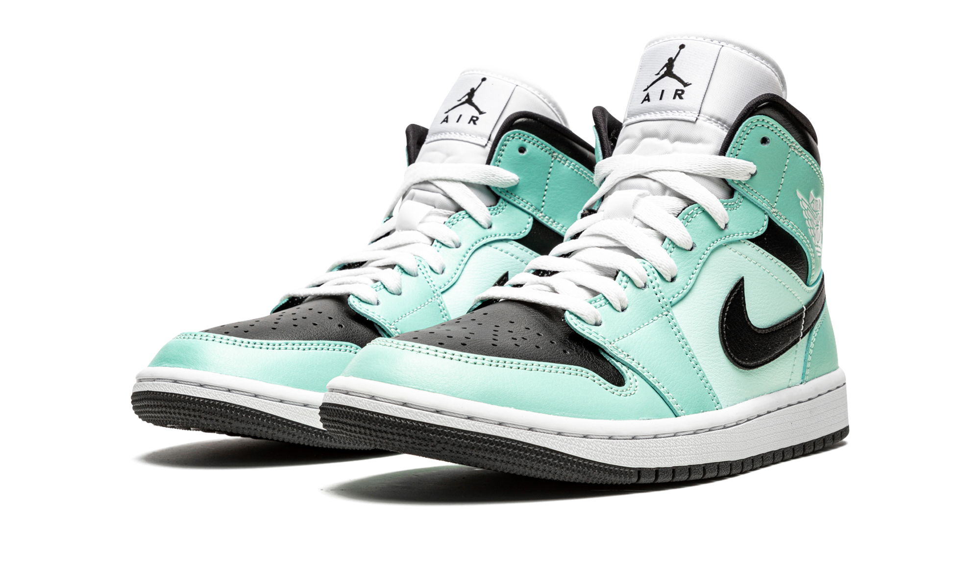 jordan 1 mid aqua blue tint women s+BQ6472-300+diagnol left view
