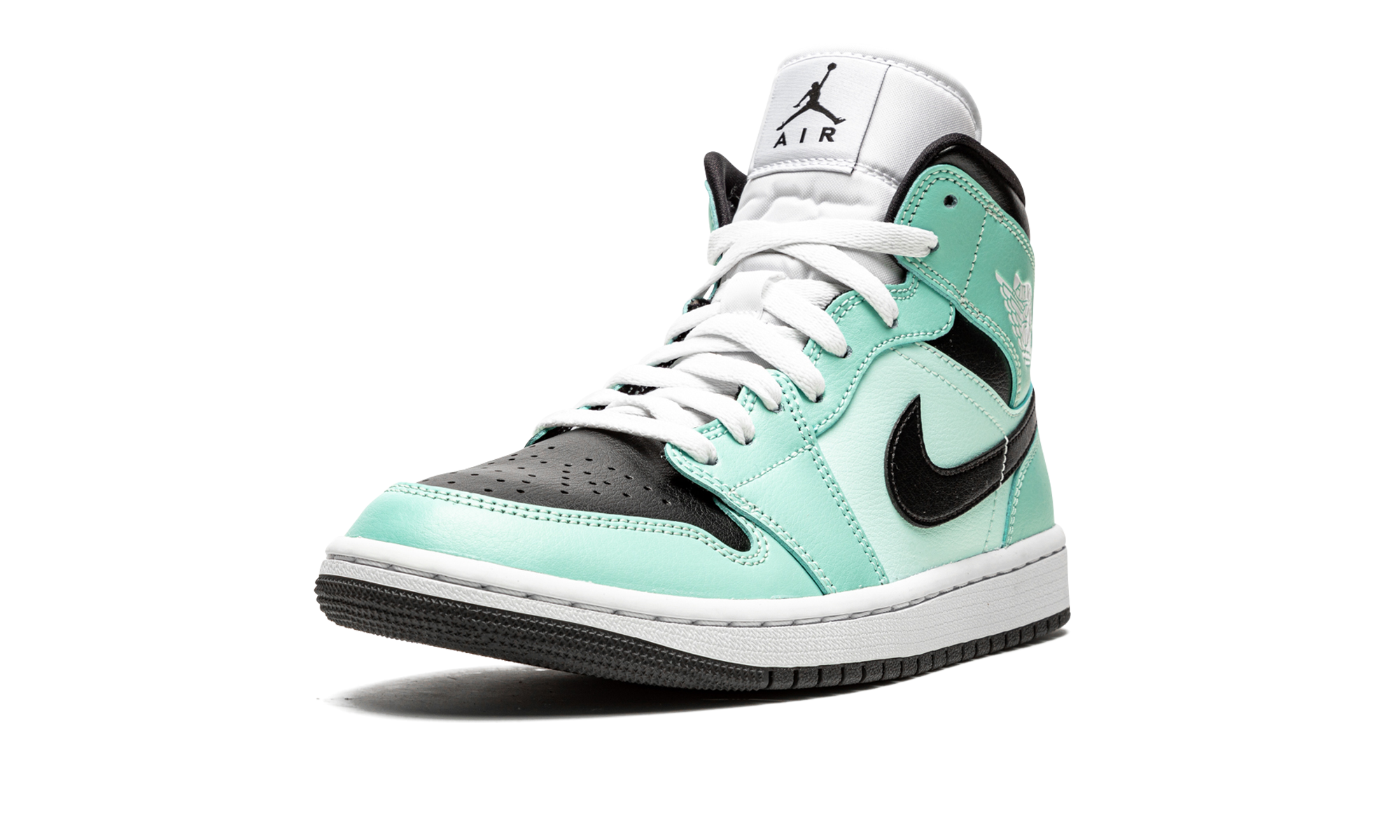 jordan 1 mid aqua blue tint women s+BQ6472-300+left diagnol single view
