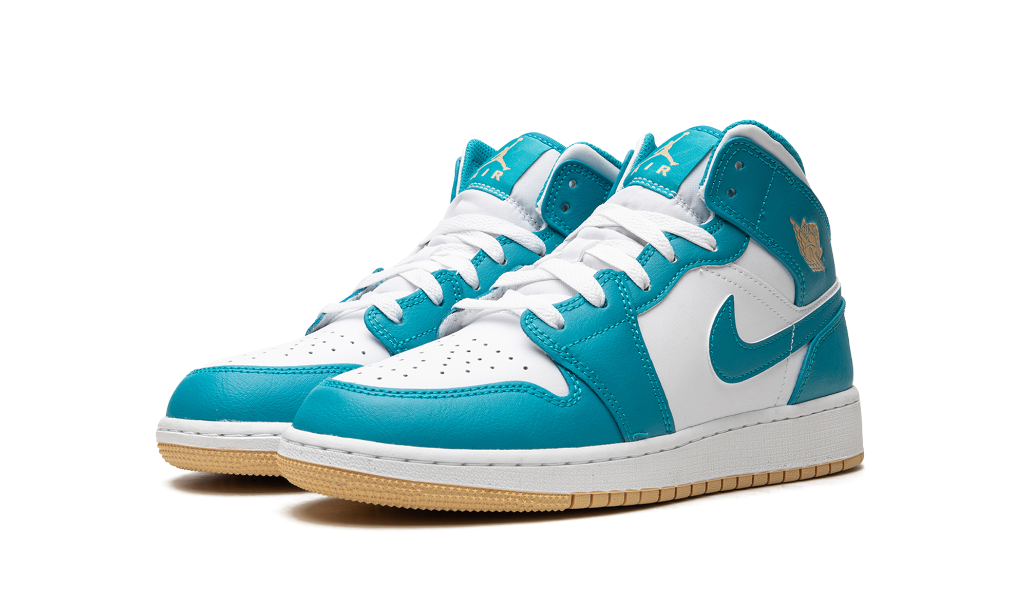 jordan 1 mid aquatone gs+DQ8423-400+diagnol left view