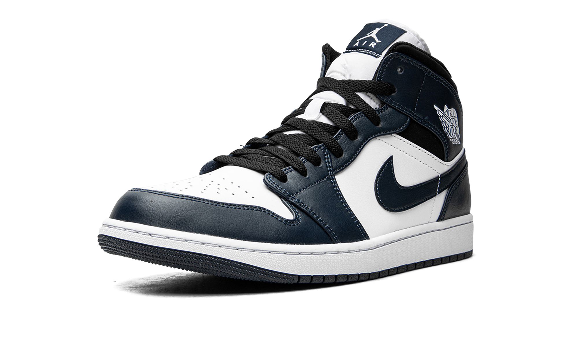 jordan 1 mid armory navy+554724-411+left diagnol single view