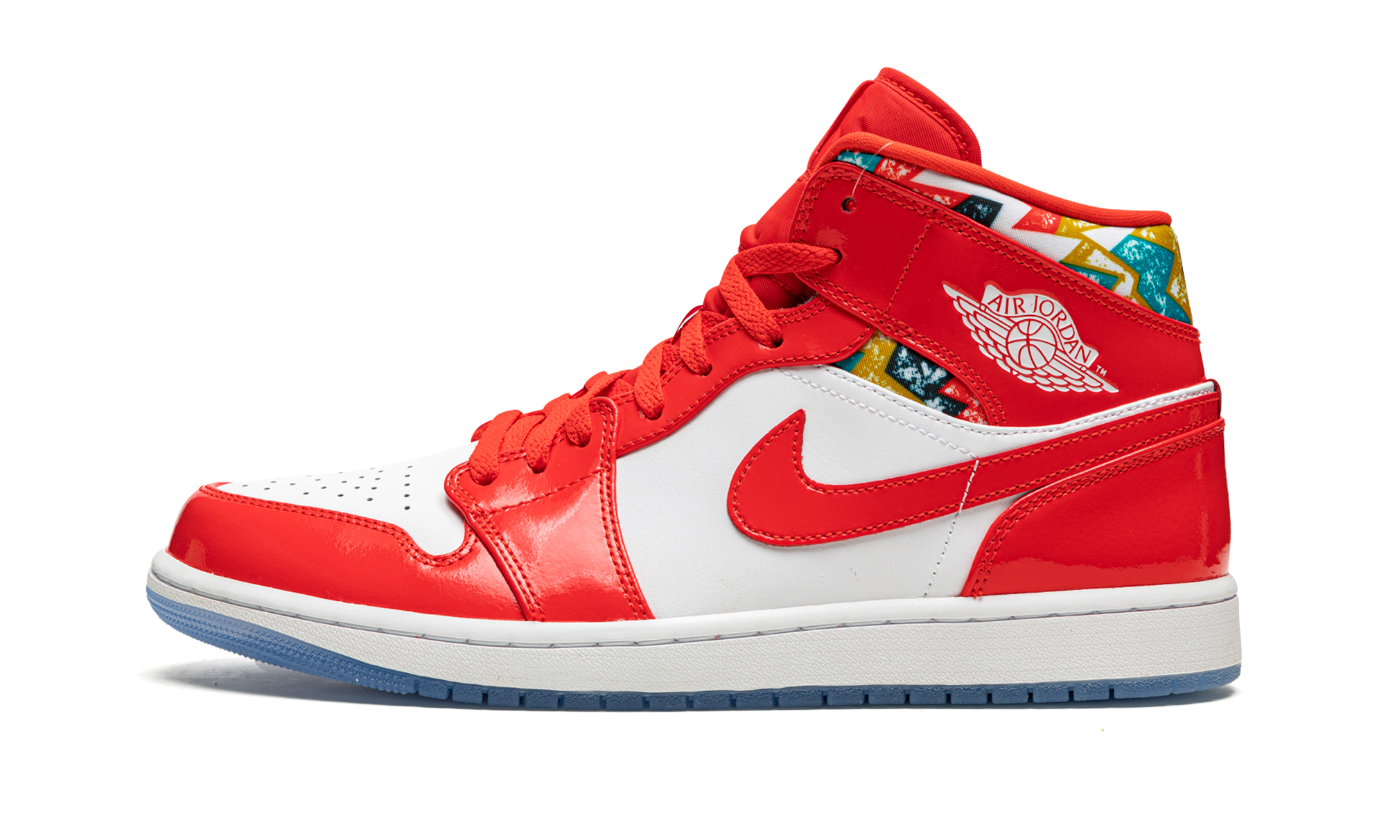 jordan 1 mid barcelona sweater red patent+DC7294-600+diagnol right view 1