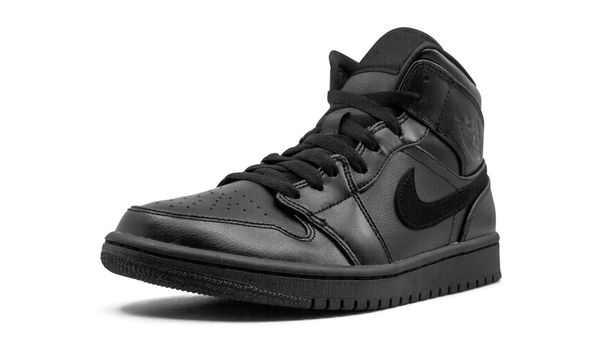jordan 1 mid black+554724-090+left diagnol single view