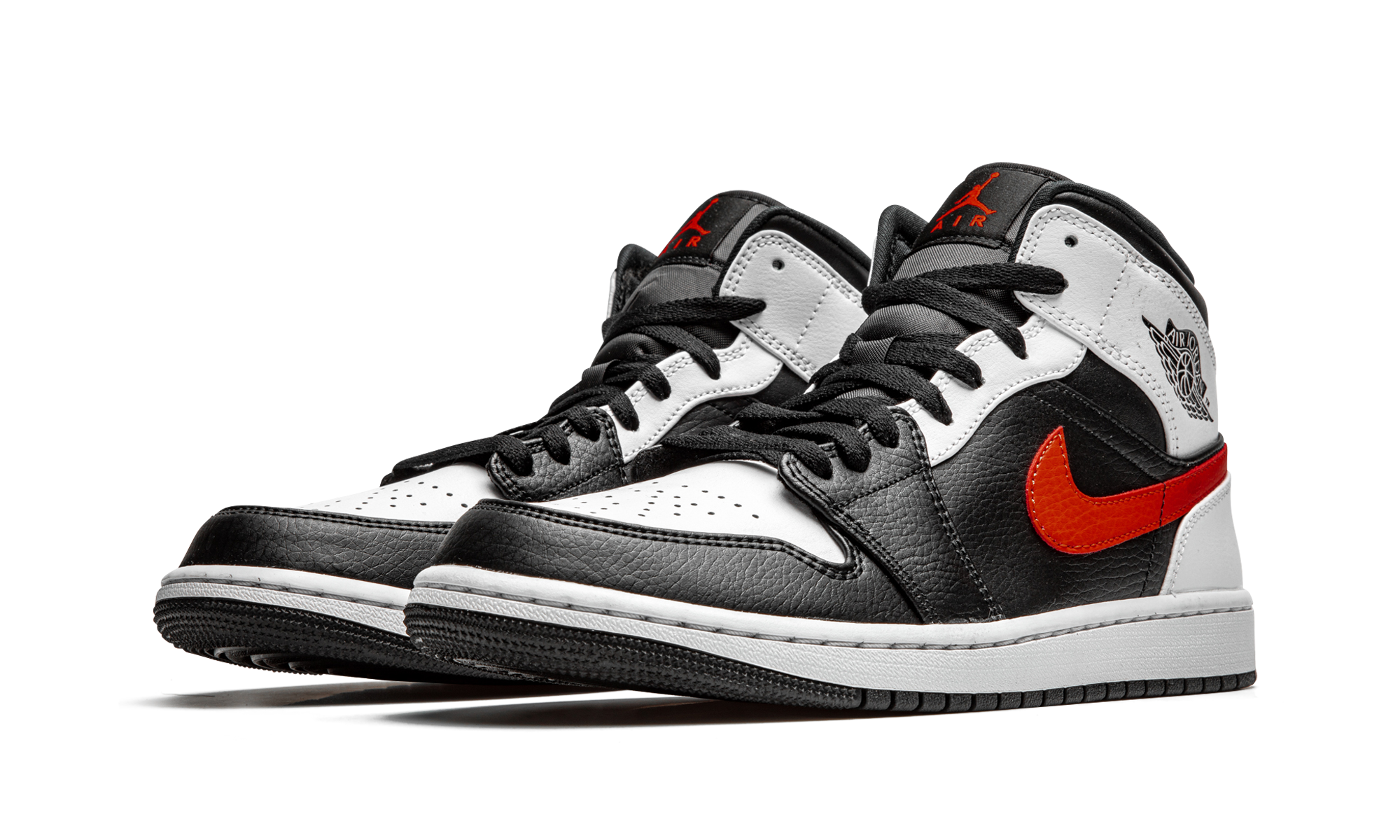jordan 1 mid black chile red white+554724-075+diagnol left view