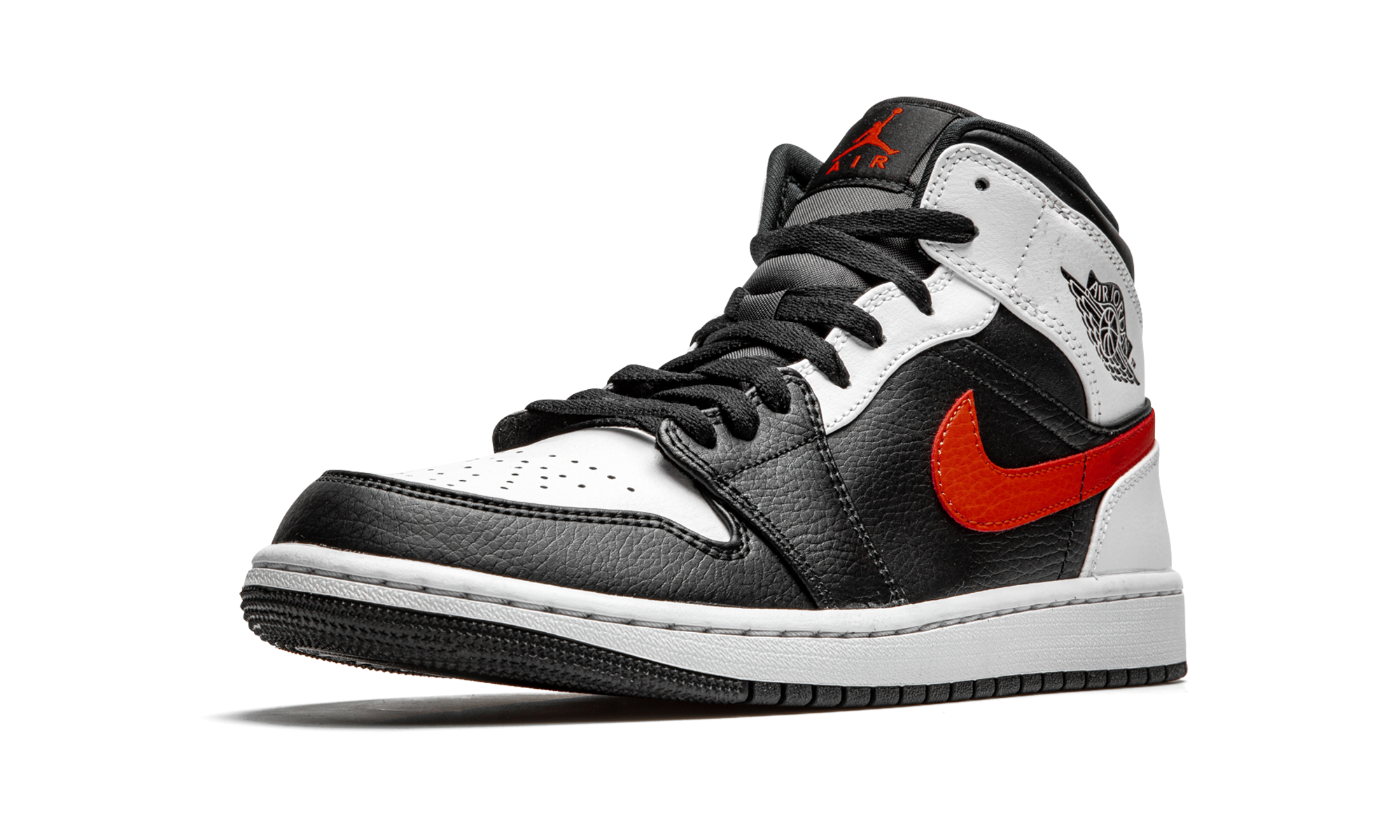 jordan 1 mid black chile red white+554724-075+left diagnol single view