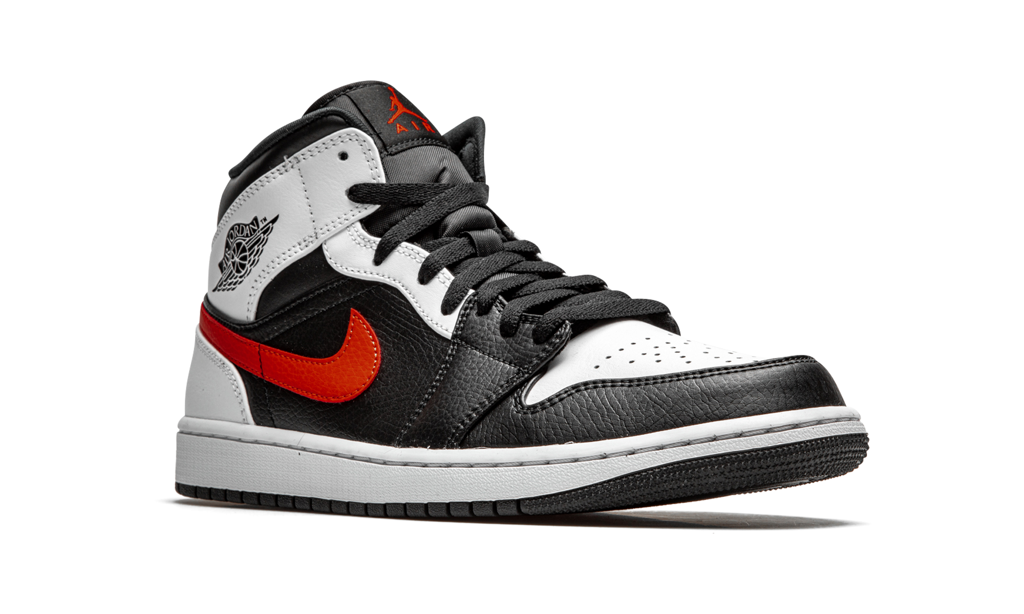 jordan 1 mid black chile red white+554724-075+diagnol right view