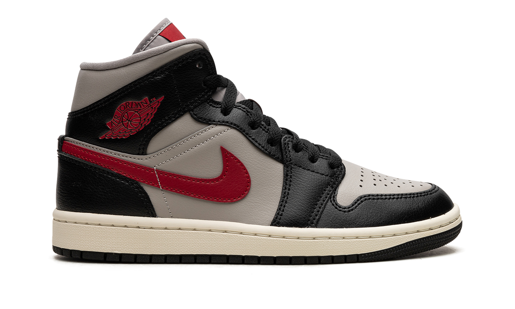 jordan 1 mid black college grey gym red women s+BQ6472-060+right view