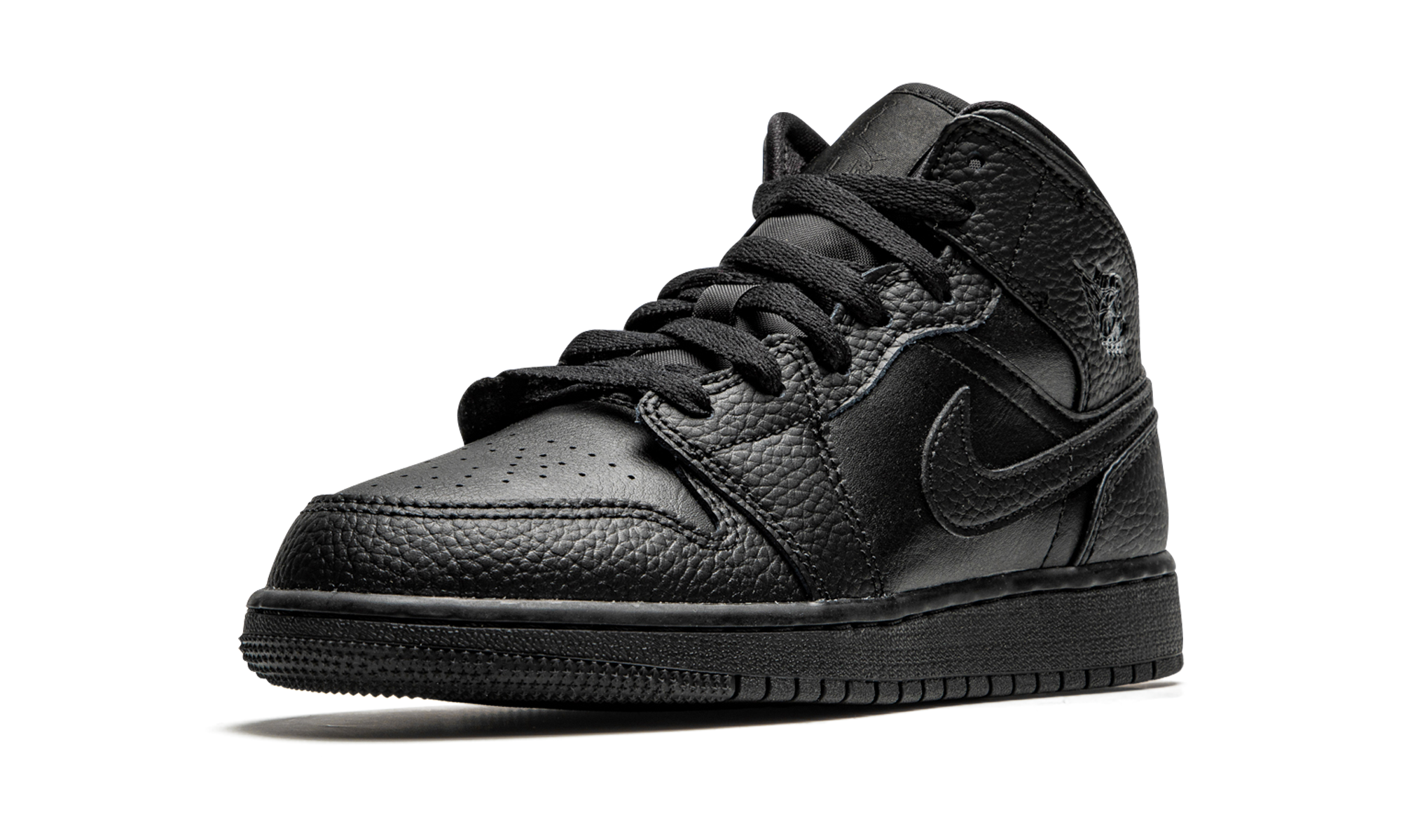 jordan 1 mid black gs+554725-091+left diagnol single view
