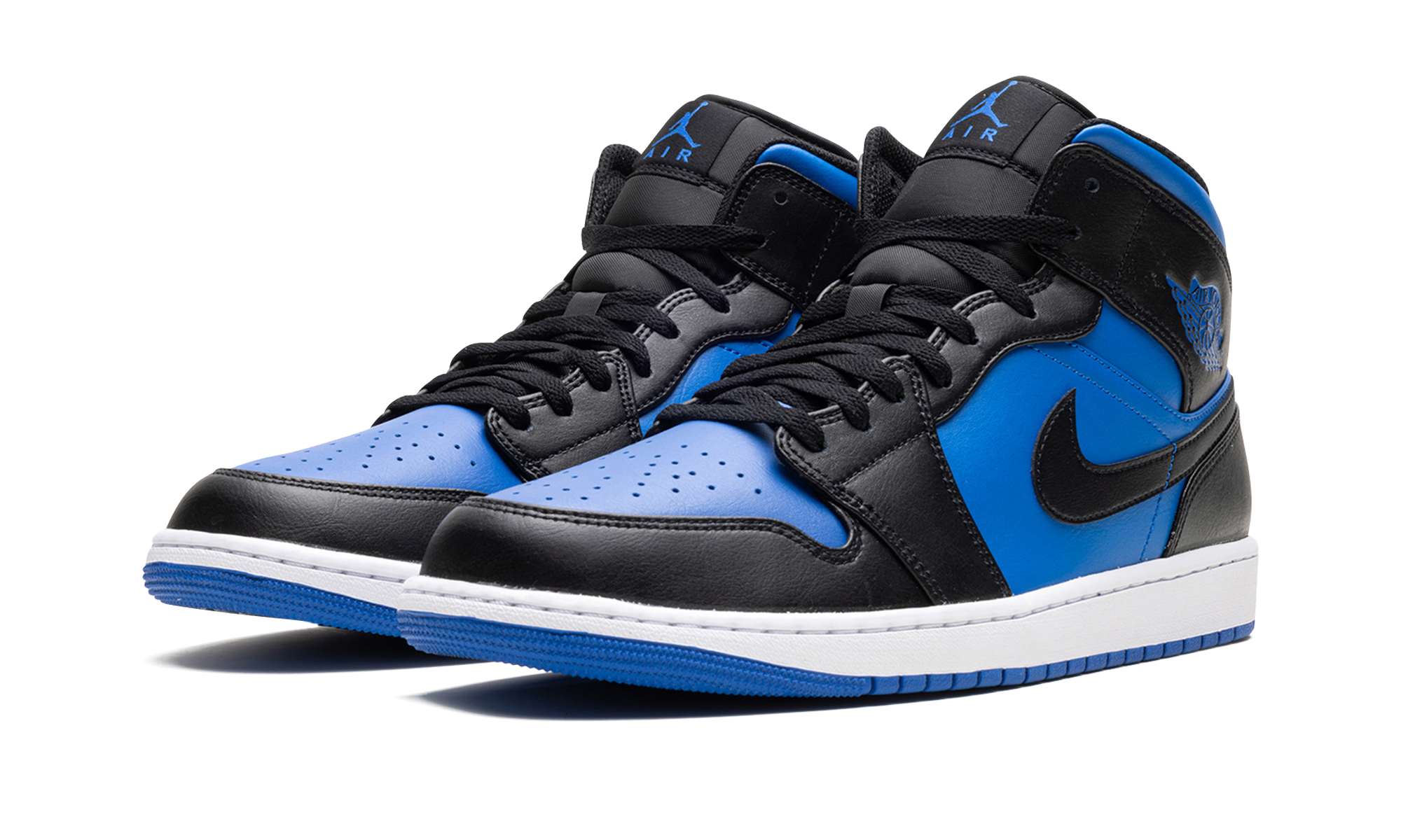 jordan 1 mid black royal blue+DQ8426-042+diagnol left view