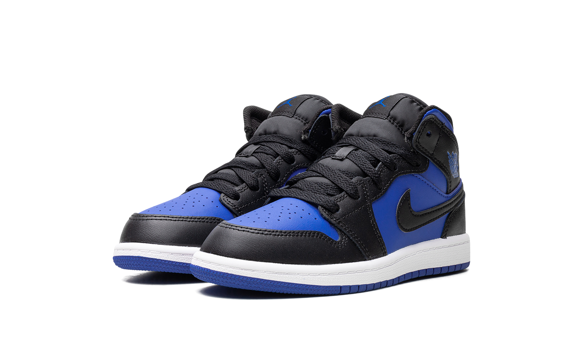 jordan 1 mid black royal blue ps+DQ8424-042+diagnol left view